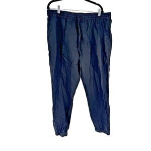 Johnny Was PETE GRETA Jogger Pants Black Linen Drawstring Boho XL Oversized flaw